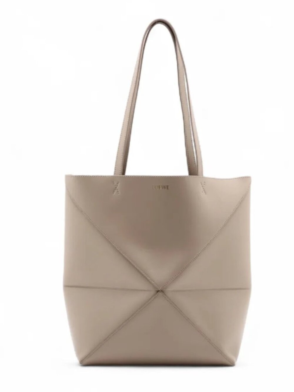 Loewe Puzzle Fold Medium Leather Tote Bag Greige